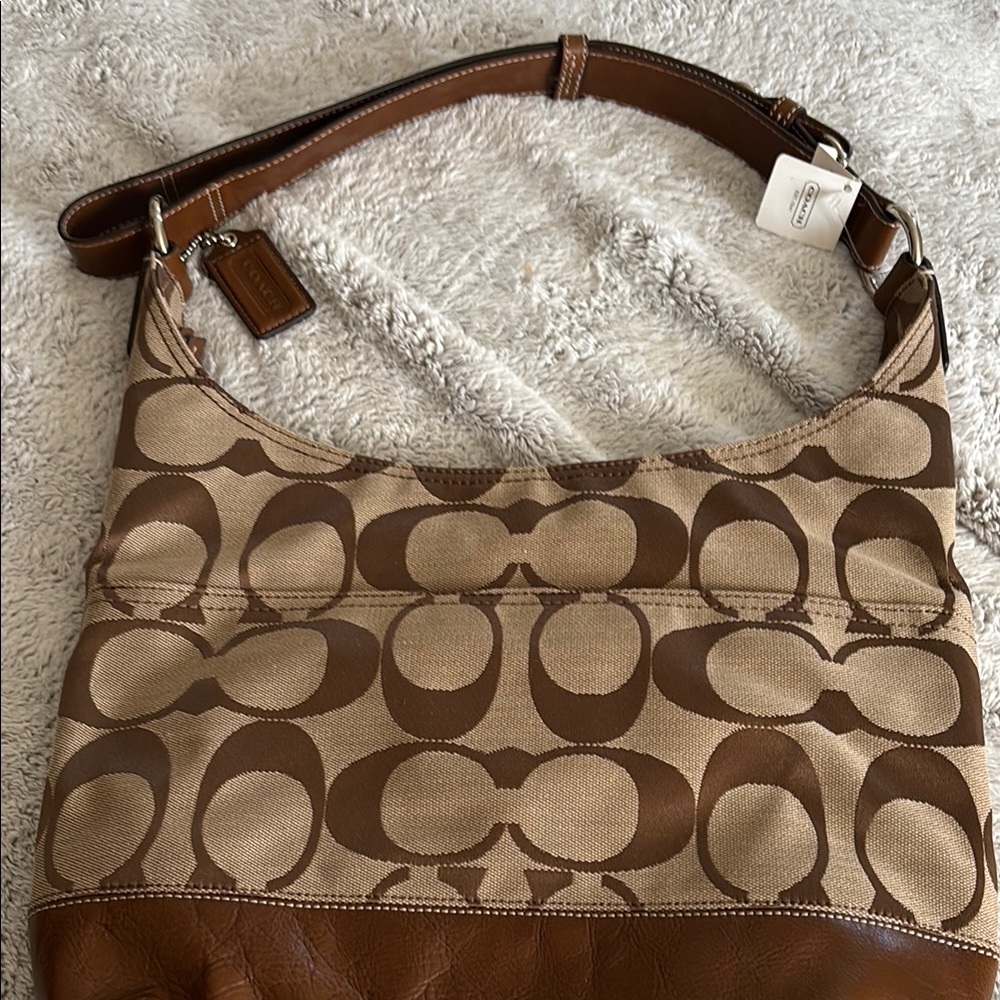 Coach Brown and Tan Shoulder Bag with Signature Pattern THIS ITEM IS FOR SALE!!